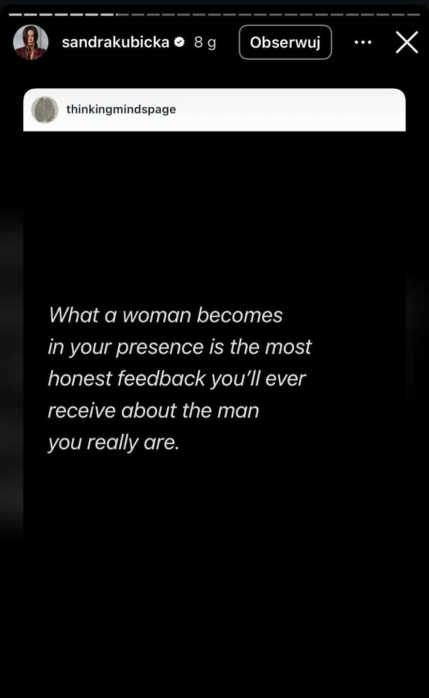 Sandra Kubicka udostępniła wymowny wpis
