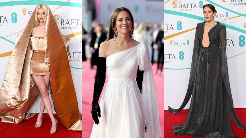 Gwiazdy na dywaniku BAFTA 2023: śnieżnobiała Kate Middleton, aksamitna Anya Taylor-Joy, odstawiona Ellie Goulding (ZDJĘCIA) 