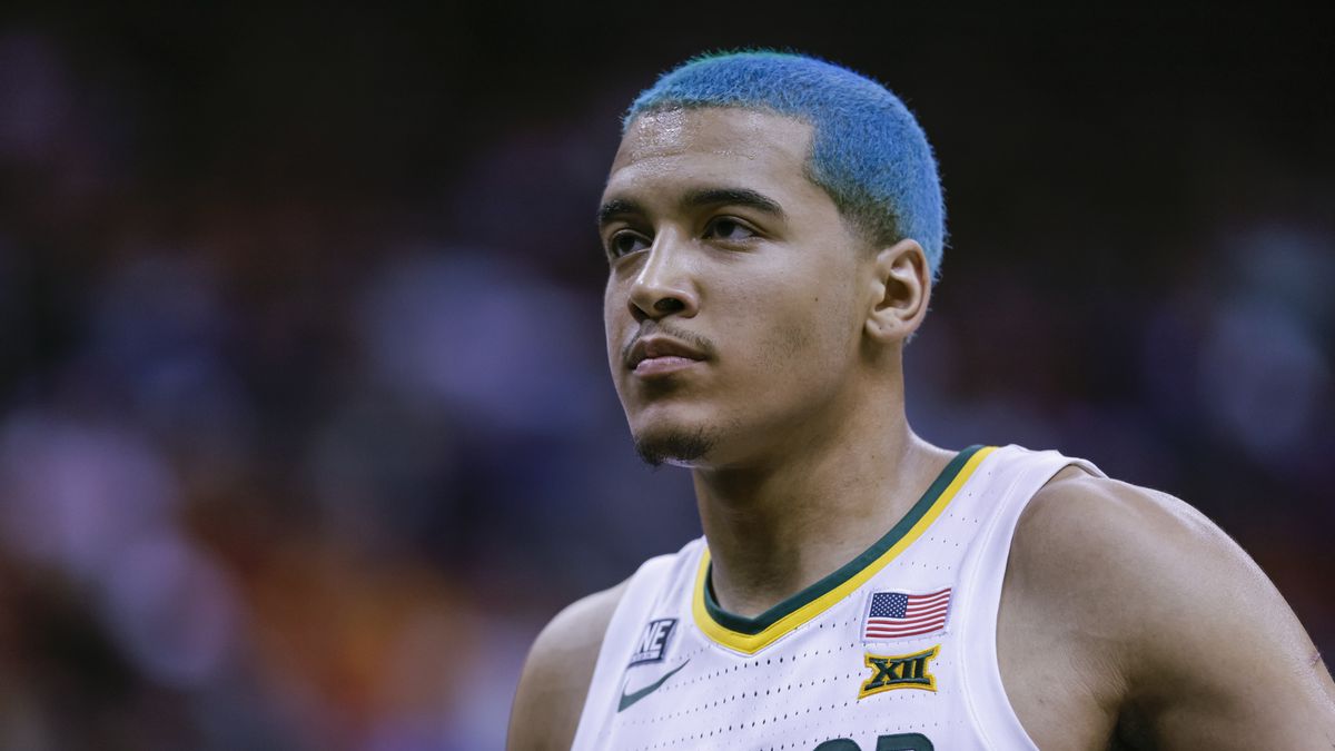 KANSAS CITY, MO - MARCH 10: Jeremy Sochan #1 of the Baylor Bears is seen during the game against the Oklahoma Sooners at T-Mobile Center on March 10, 2022 in Kansas City, Missouri. (Photo by Michael Hickey/Getty Images)