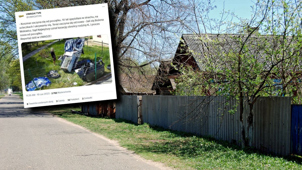 Dom za płotem i screen z tweeta