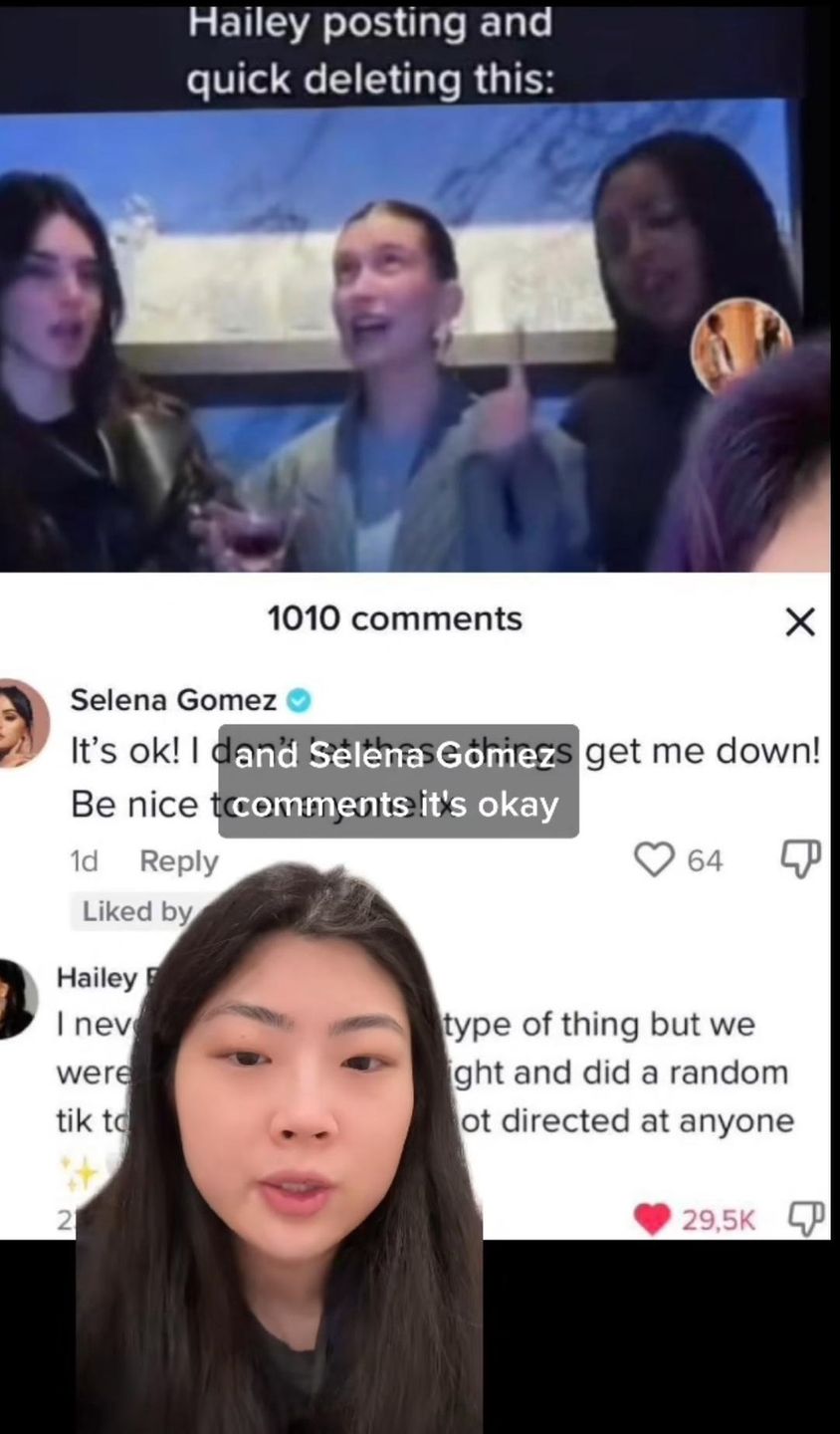Tik Tokerka tłumaczy "dramę" pomiędzy Seleną Gomez a Hailey Bieber