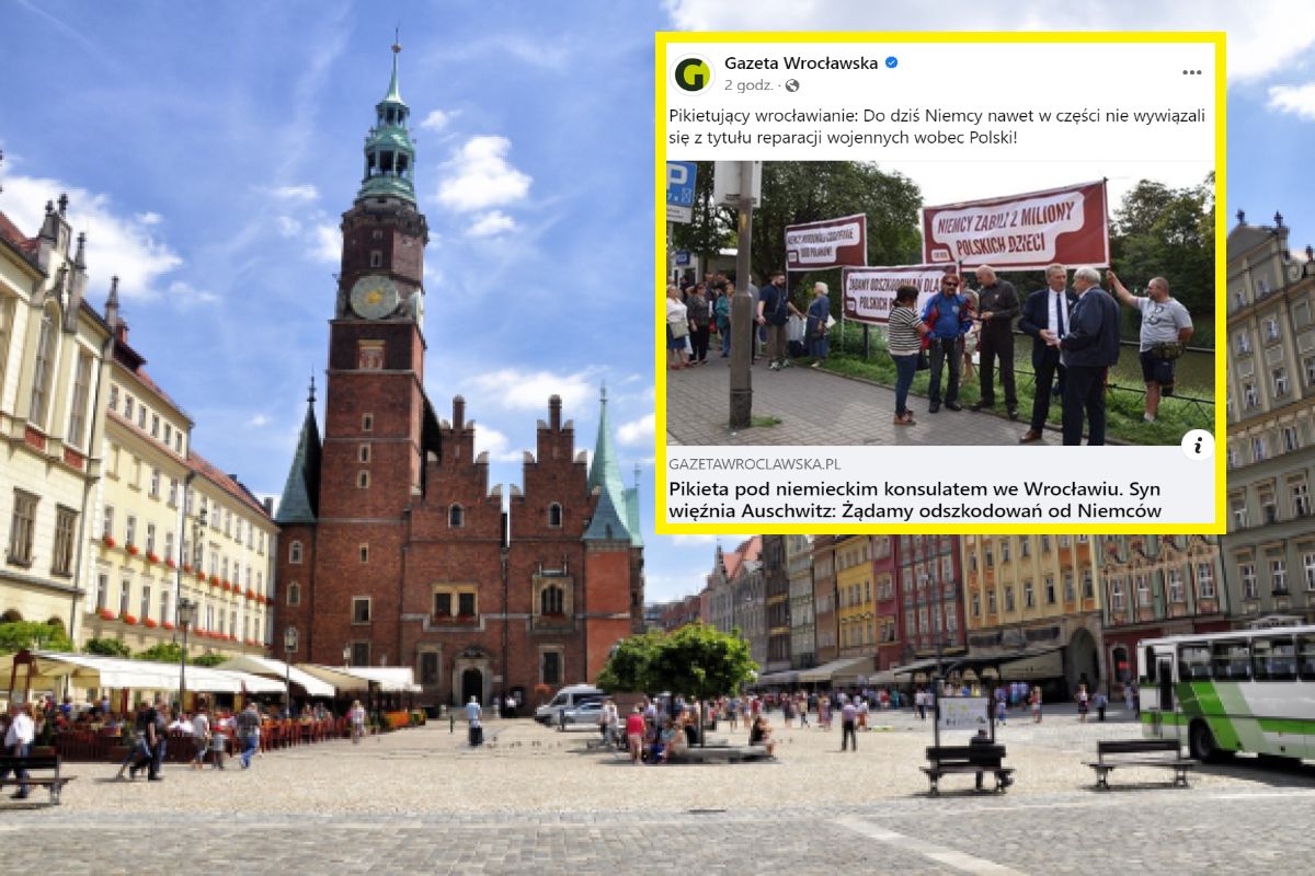 Wrocław. Pikieta pod niemieckim konsulatem. ''Żądamy odszkodowań od Niemców''