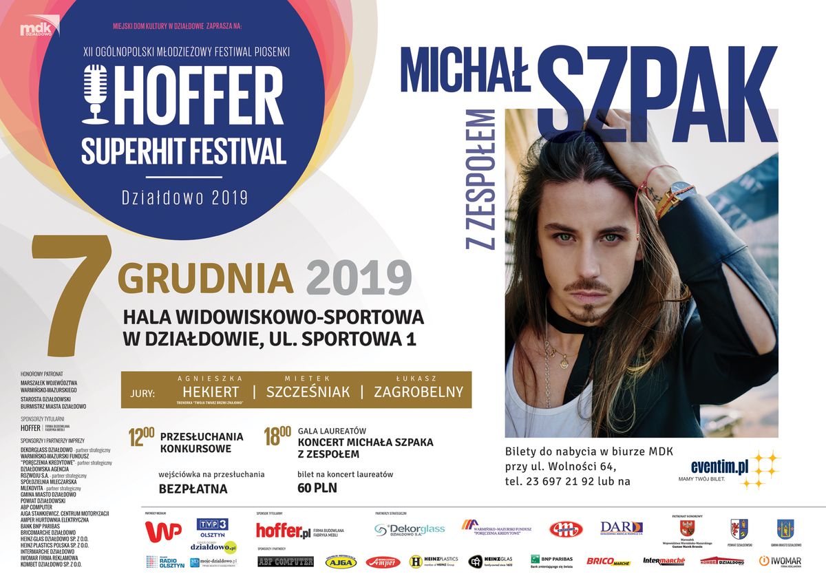 Hoffer Superhit Festival Działdowo 2019: Gwiazdą wydarzenia będzie Michał Szpak