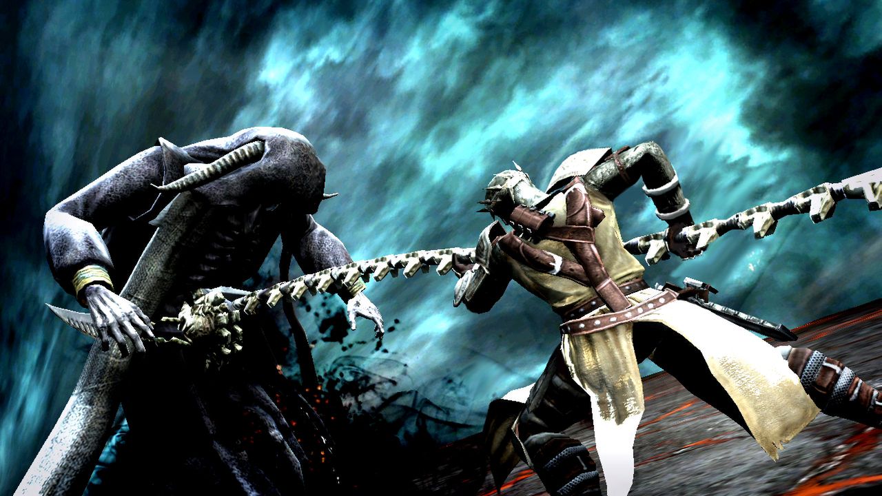 Kilka obrazków z dema Dante`s Inferno oraz okładka w wersji na 360 i PSP