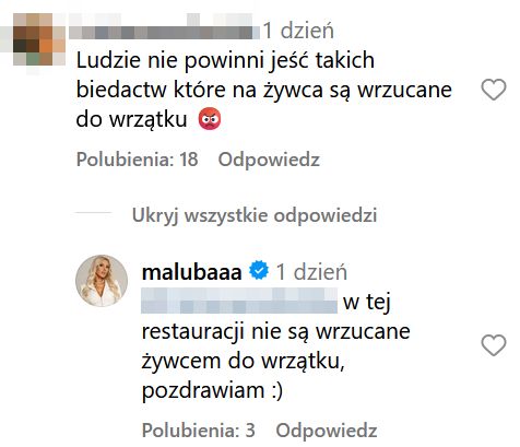 Maluba w ogniu krytyki po nagraniu kolacji za 4 tysiące złotych 