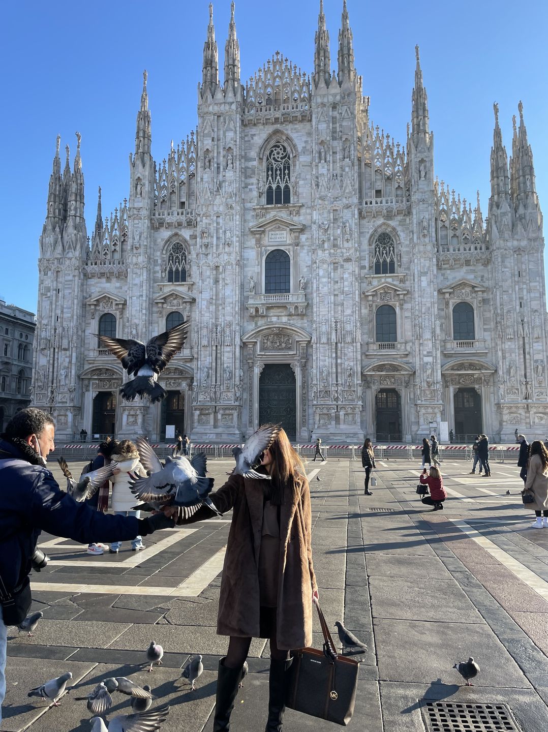 Gołębie na placu przed katedrą 