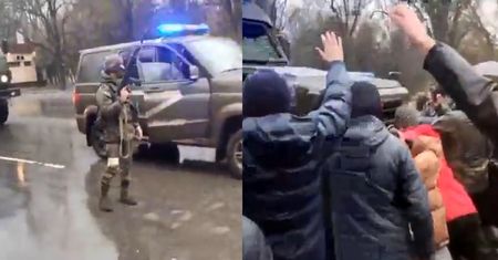 Melitopol. Cywile zablokowali przejazd rosyjskich wojsk