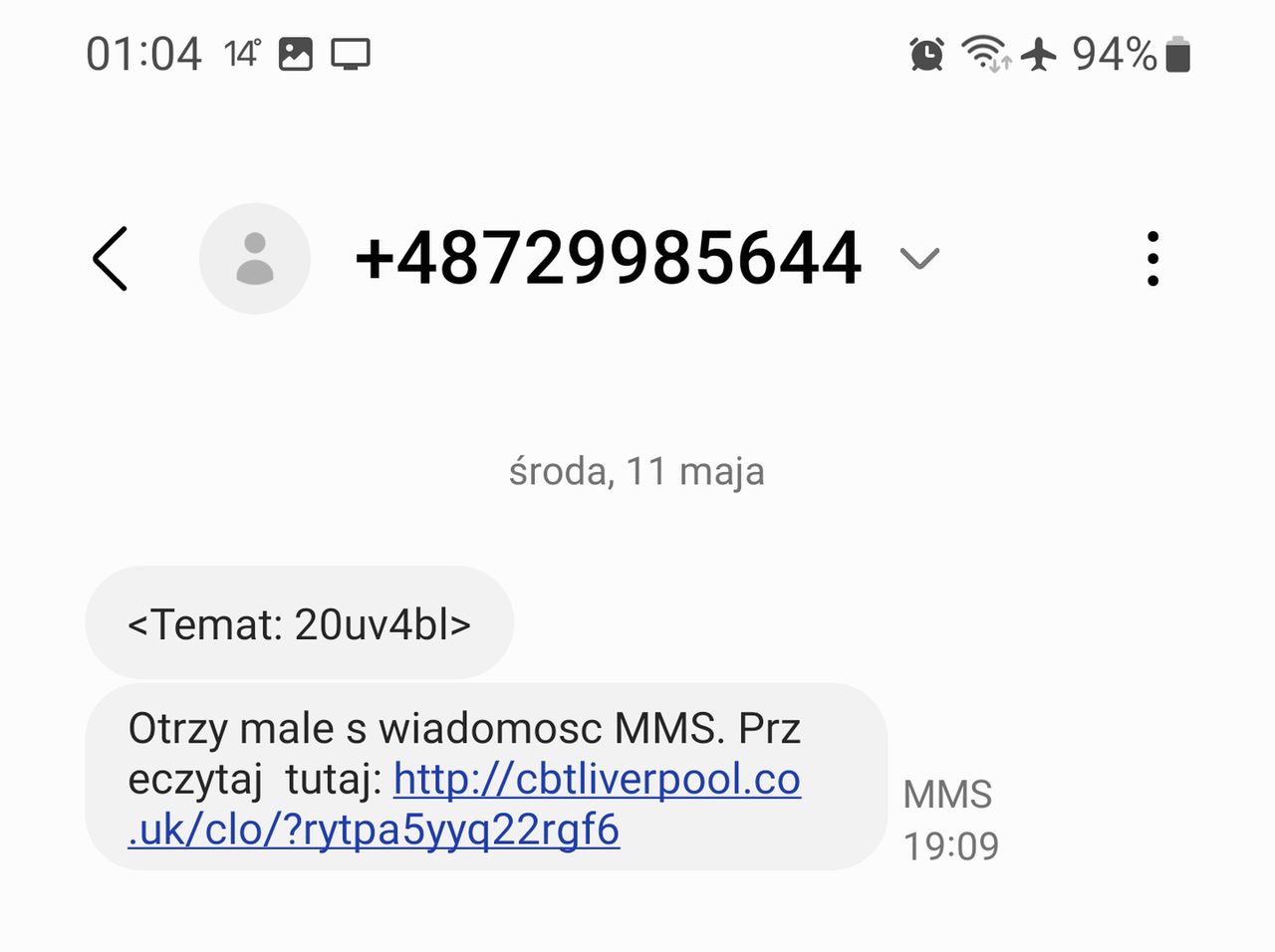 Fałszywy SMS o MMS-ie