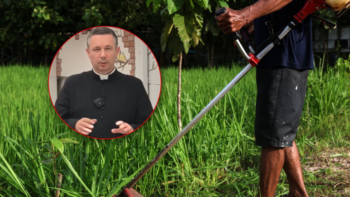 Ks. Wachowiak skrytykował koszenie trawy w niedzielę.