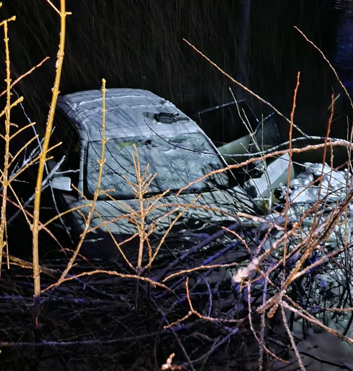 BMW wpadło do stawu w Klementowicach