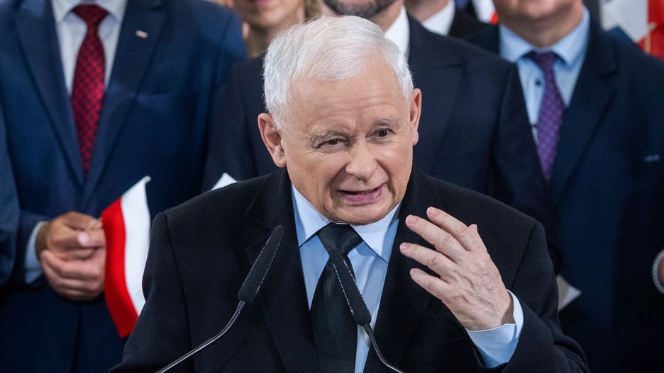 Jaroslaw Kaczynski during the pre-election convention of the Law and Justice party (PiS), at which candidates for deputies were presented in Pruszkow, Poland on September 27, 2023.
POLAND OUT
 (Photo by Andrzej Iwanczuk/NurPhoto via Getty Images)