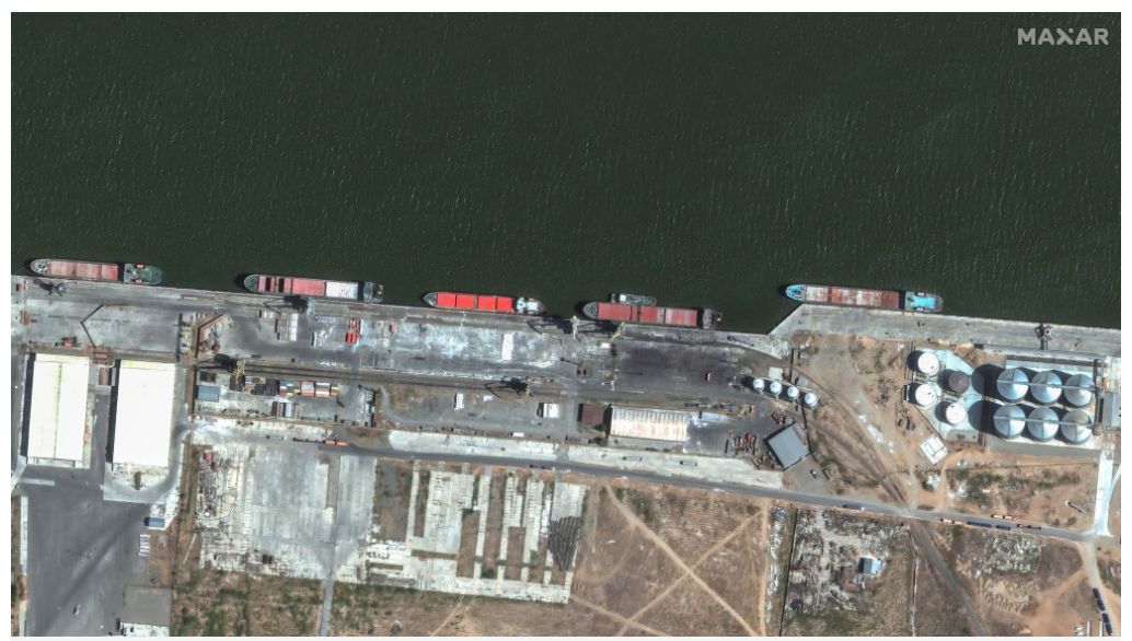 Satellite photo of the Russian port on the Caspian Sea