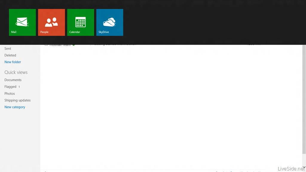Nowa wersja Hotmaila - główny panel nawigacyjny (Fot. LiveSide.net)