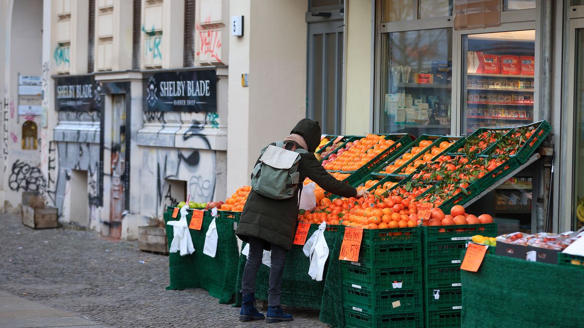 A shopper at a grocery during a strike by workers at Berliner Verkehrsbetriebe (BVG), the city's public transport operator, in Berlin, Germany, on Thursday, Feb. 29, 2024. Germany is set to report a softer inflaion reading on Thursday. Photographer: Krisztian Bocsi/Bloomberg via Getty Images