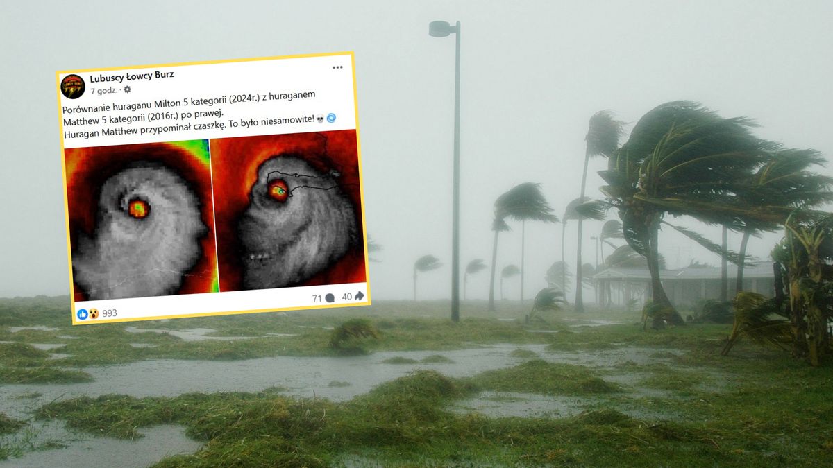 8 lat temu przez USA przeszedł huragan Matthew, który przypominał czaszkę. Huragan Milton przypomina twarz 