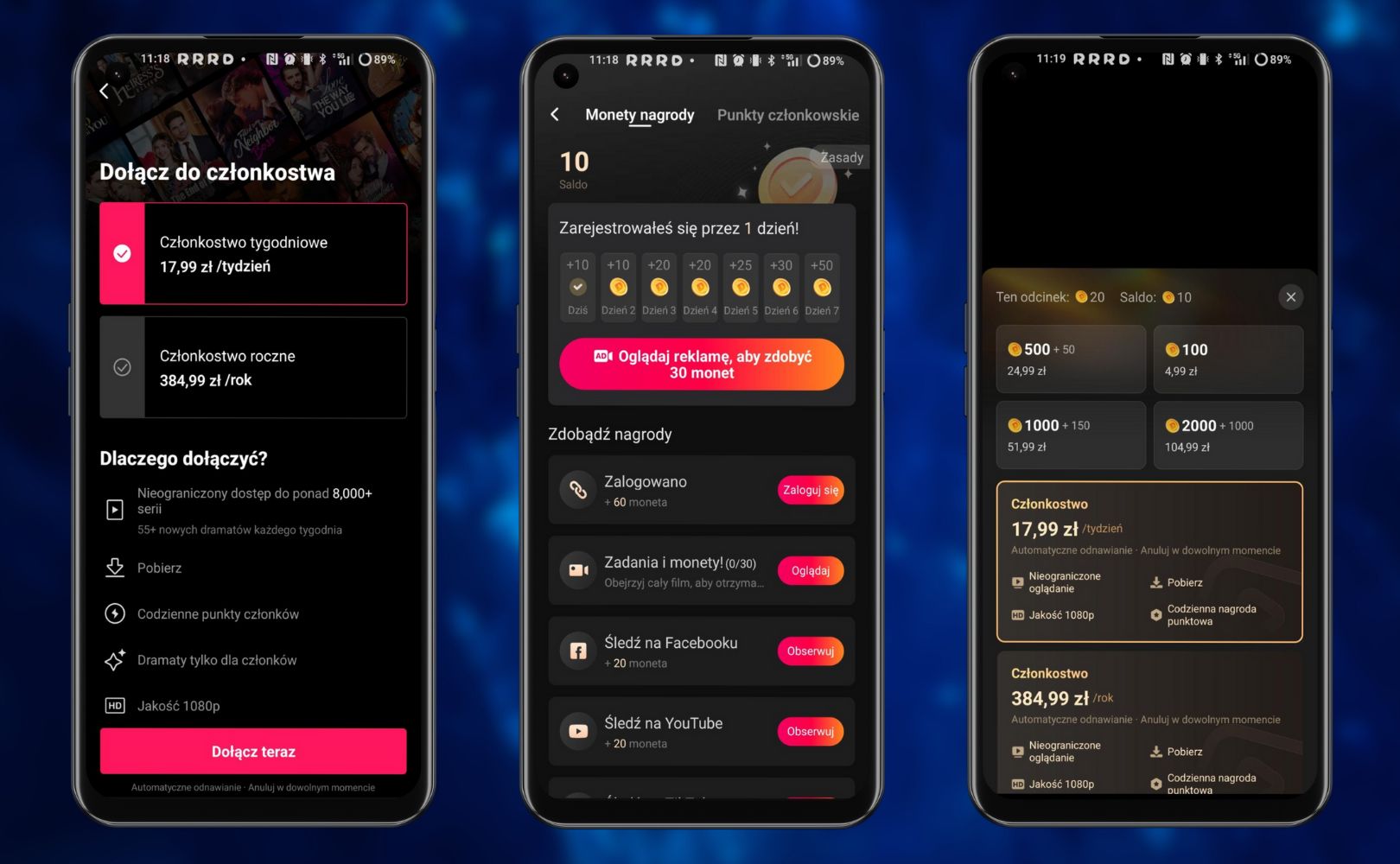 Opcje zakupu w aplikacji DramaBox