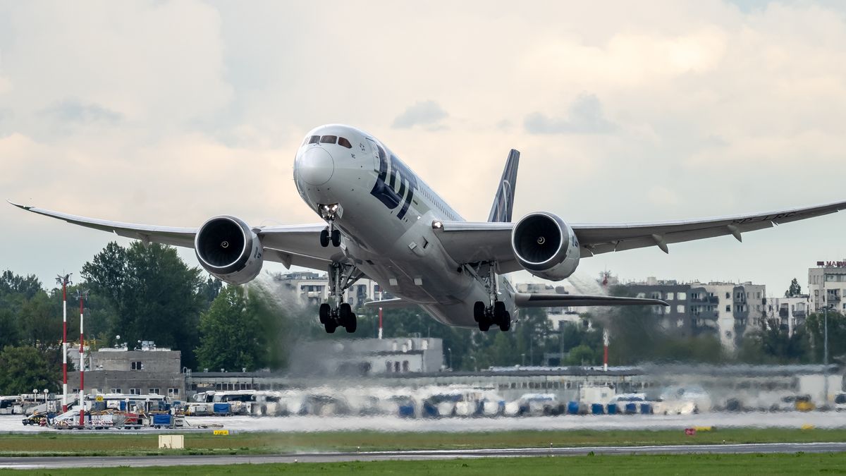 A Boeing 787-8 Dreamliner aircraft operated by LOT Polish Airlines, registration SP-LRC, takes off from Warsaw Chopin Airport in Warsaw, Poland, on July 24, 2026. LOT Polish Airlines is the flag carrier of Poland and is based at Warsaw Chopin Airport. (Photo by Marek Antoni Iwanczuk/NurPhoto via Getty Images)