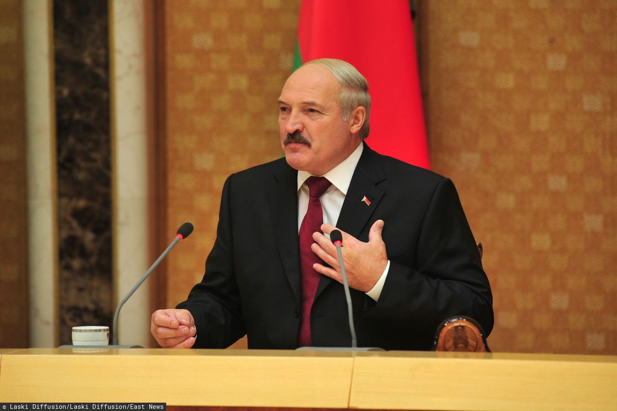 Białoruski dyktator Alaksandr Łukaszenka podczas konferencji prasowej