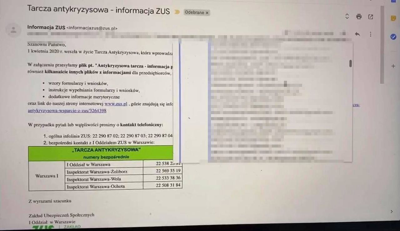 ZUS, Tarcza Antykryzysowa i wyciek danych przy wysyłce e-maili (aktualizacja)