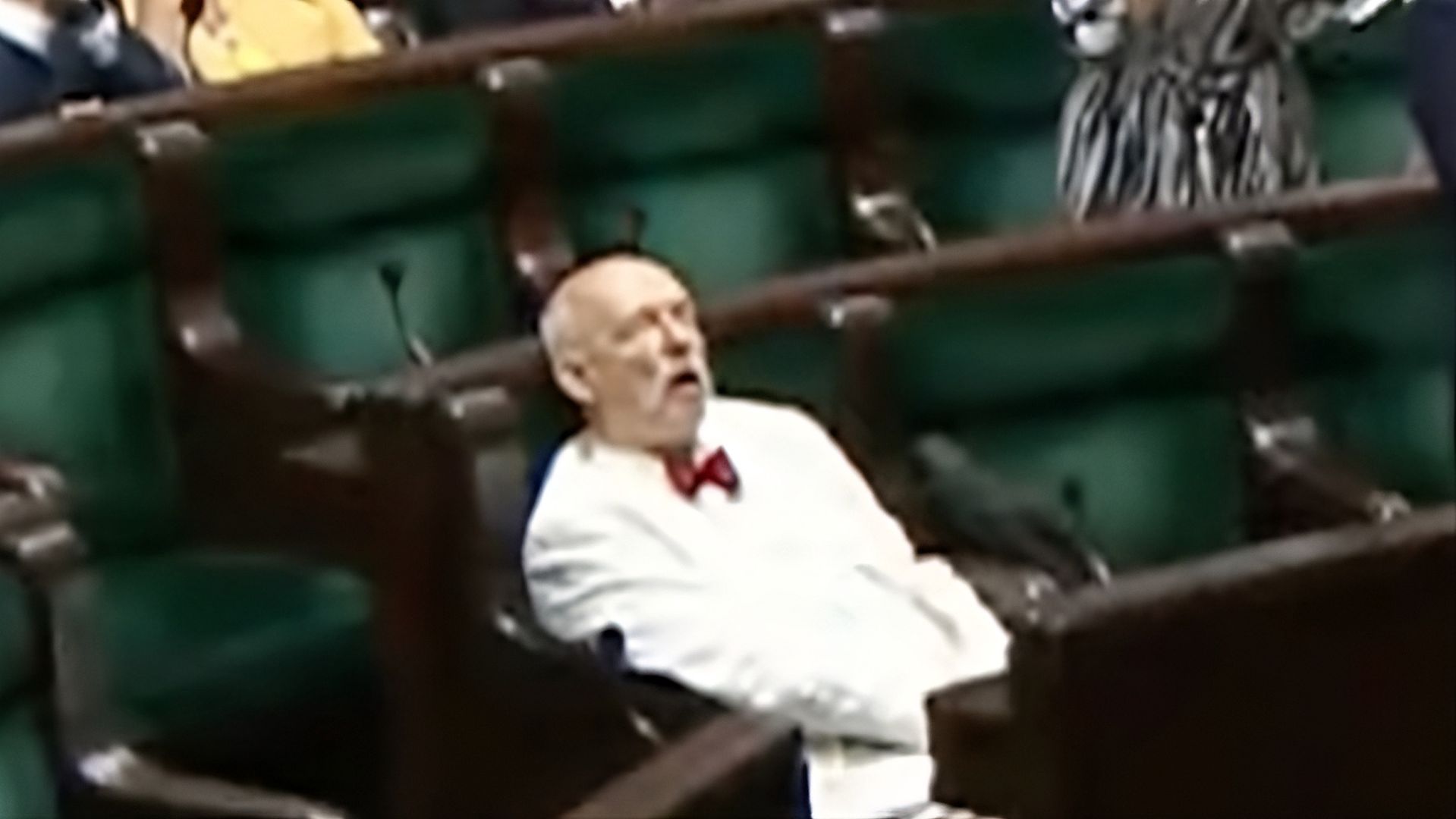 Janusz Korwin-Mikke spał podczas przemówienia Przemysława Czarnka