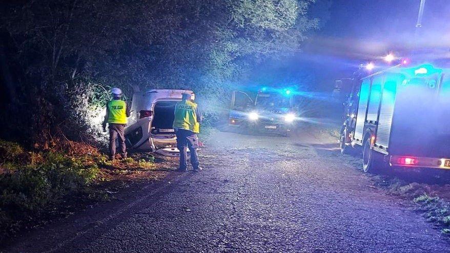 Policja na miejscu wypadku