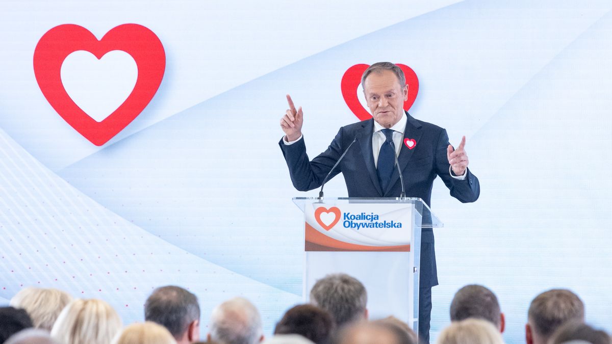Donald Tusk speaches during the meeting of members of the Civil Platform (PO)  in Warsaw, Poland on November 13, 2022. (Photo by Foto Olimpik/NurPhoto via Getty Images)
