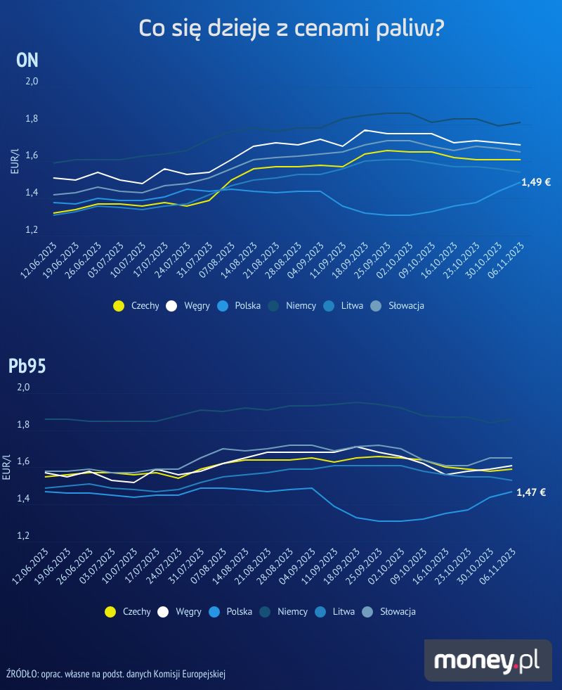 Ceny paliw w Polsce i krajach sąsiednich