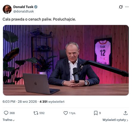 Wpis premiera Donalda Tuska z nagraniem wideo