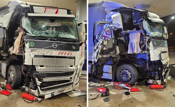 TIR nie wyhamował na lodzie. Ciągnik siodłowy do kasacji