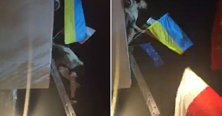 Wybuchowy incydent na wiecu Grzegorza Brauna w Białej Podlaskiej! Z budynku urzędu miasta zdjęto ukraińską flagę