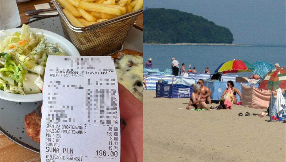 196 zł na paragonie za obiad we Władysławowie. "Norma"