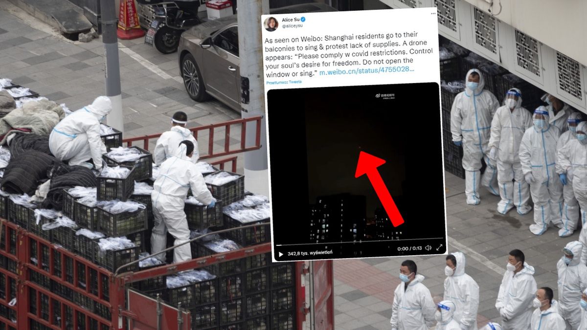 Nagranie z Szanghaju obiegło sieć. Na zdjęciu widać pracowników, którzy dostarczają m.in. żywność do opustoszałego z powodu lockdownu miasta 
