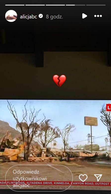 Alicja Bachleda Curuś o pożarach w Los Angeles