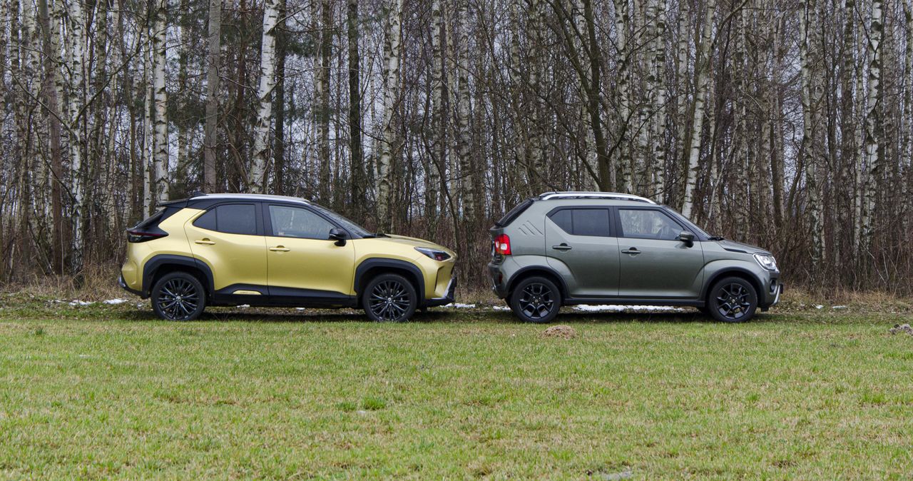 Suzuki Ignis kontra Toyota Yaris Cross – dwa maluchy z napędem na cztery koła na działeczkę, grzybki i rybki