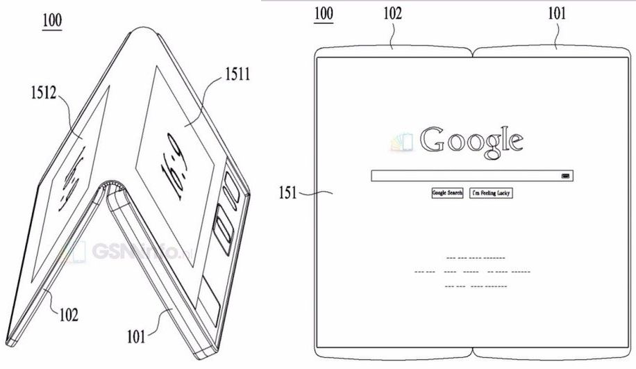 Elastyczny telefon LG - szkic z wniosku patentowego