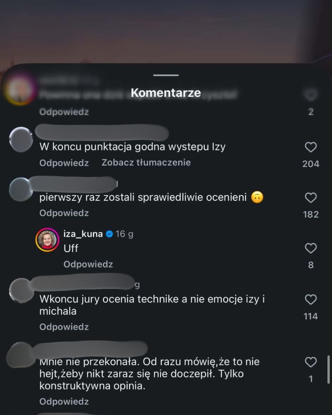 Izabela Kuna odpala się na internautów po TzG
