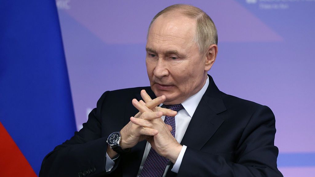 Russia's President Putin Attends The Eastern Economic Forum
VLADIVOSTOK, RUSSIA - SEPTEMBER 04: (RUSSIA OUT) Russian President Vladimir Putin grimaces during a bilateral meeting with his counterpart on September 4, 2025 in Vladivostok, Russia. Putin arrived to Vladivostok for a two-day trip to attend an annual Eastern Economic Forum. (Photo by Contributor/Getty Images)
Contributor