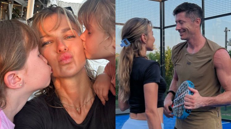 Anna Lewandowska pozuje z córkami i Robertem