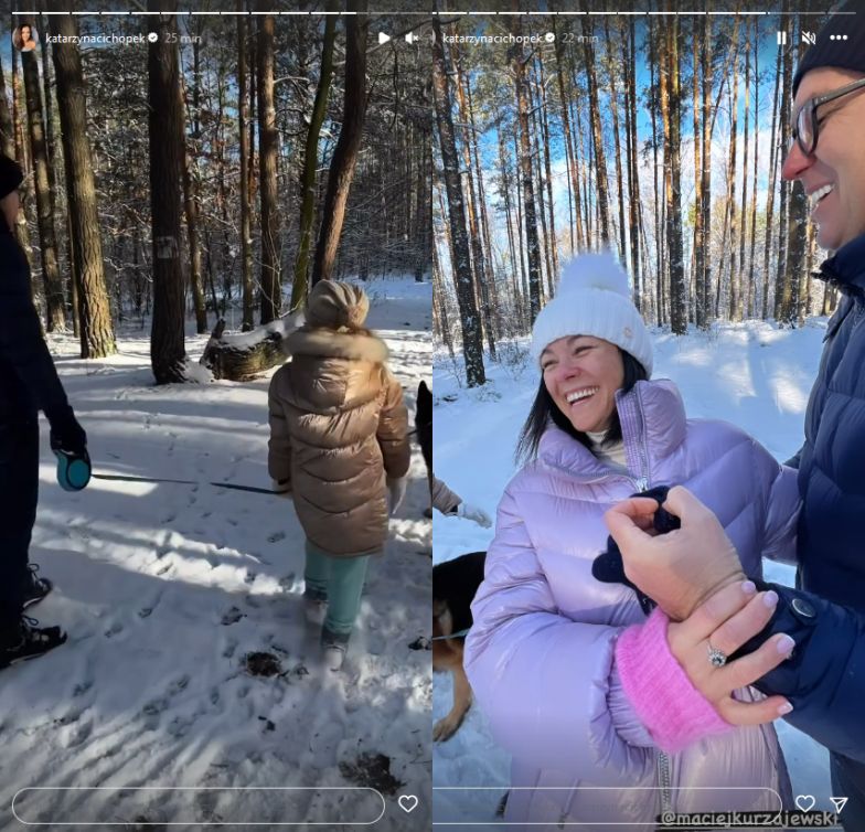 Katarzyna Cichopek i Maciej Kurzajewski urządzają bitwę na śnieżki z dziećmi celebrytki i psem Bono