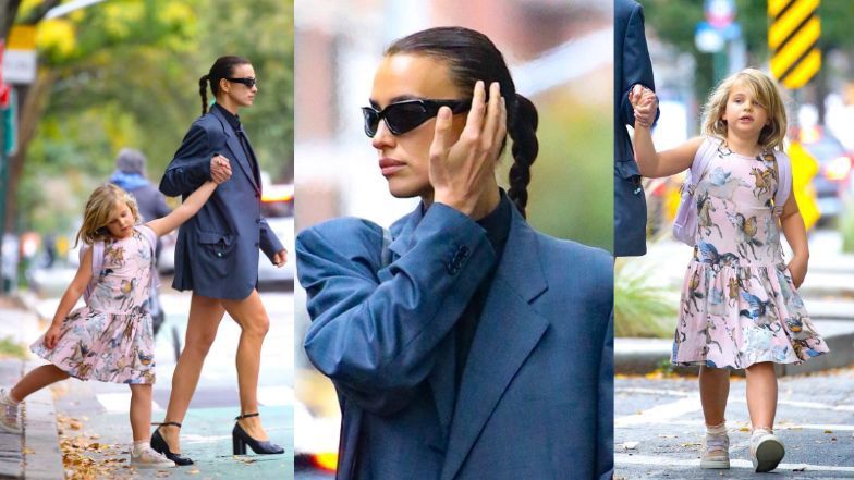 Irina Shayk odprowadza córkę do szkoły.