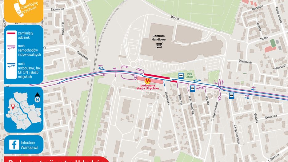 Warszawa. W sobotę zmiany w organizacji ruchu w rejonie stacji "Ulrychów"