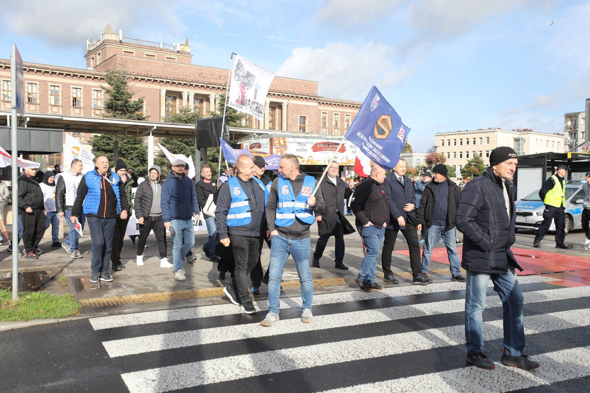 Protest hutników i koksowników w Dąbrowie Górniczej