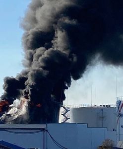 Słup ognia w Biełgorodzie. Kłęby dymu nad rosyjskim miastem