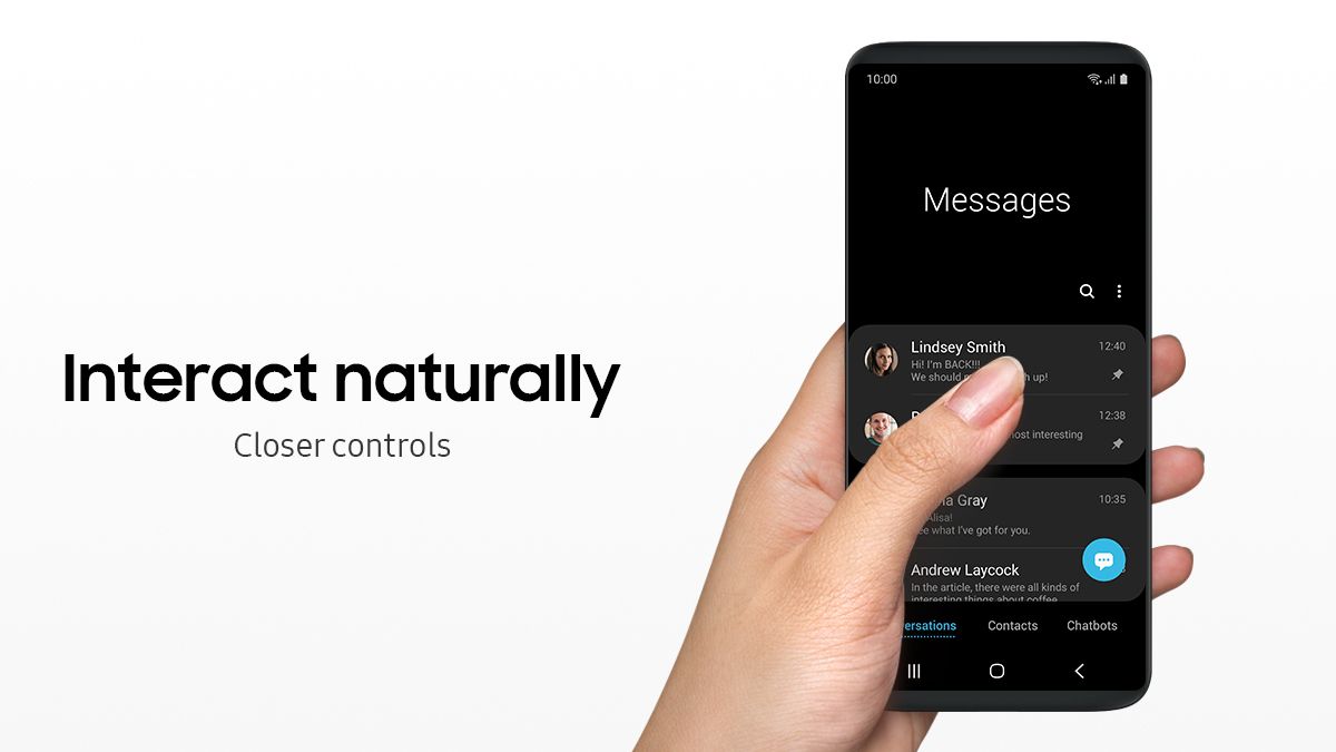 Samsung One UI: interfejs, w którym wszystkie elementy mają być w zasięgu kciuka. Źródło: materiały prasowe Samsung.