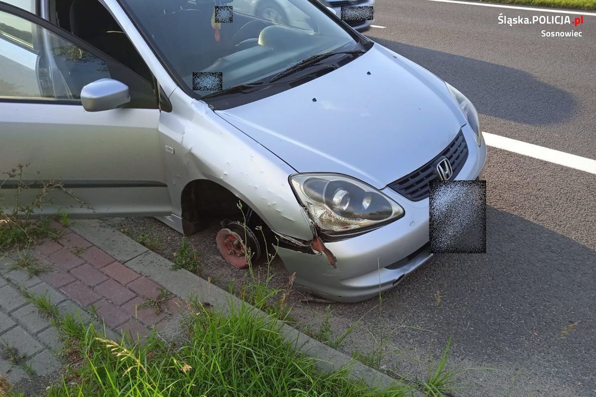 Kierowca nie był nawet świadomy, że jedzie bez koła