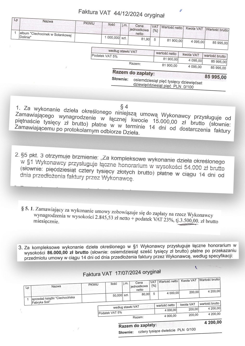 Fragmenty umów.