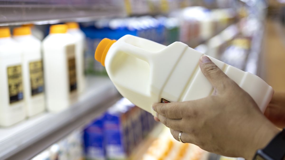 Man's hand picking up a bottle of organic fresh milk from the dairy aisle in supermarket close up
Close up of a man's hand picking up a bottle of organic fresh milk from the dairy aisle in supermarket. Healthy eating lifestyle and routine.
Thai Liang Lim