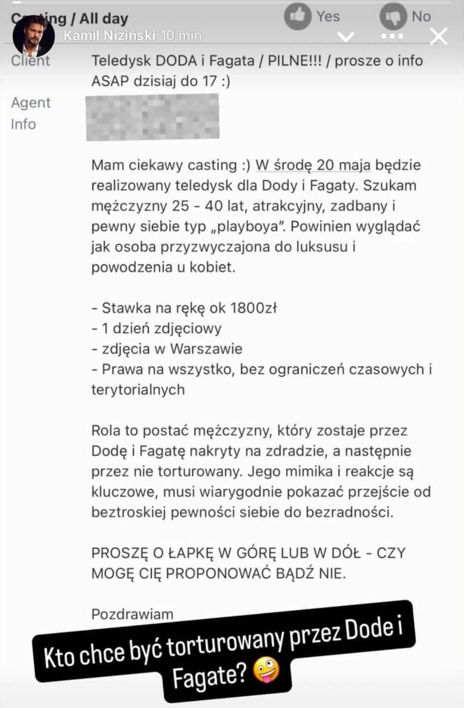 Casting do klipu Dody i Fagaty. Wyciekły szczegóły