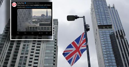 Pożar w Canary Wharf. Dym i płomienie w londyńskim wieżowcu