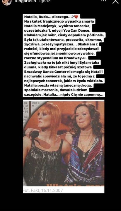 Kinga Rusin żegna Natalię Madejczyk